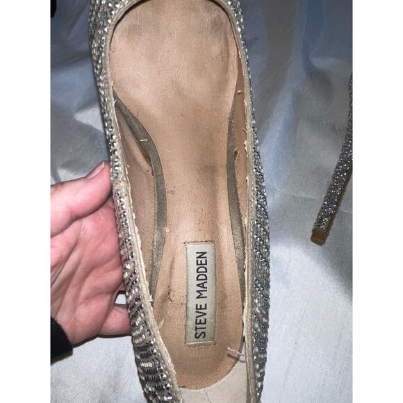 STEVE‎ MADDEN Dyvinal Platform Rhinestone Silver Jeweled Heels - Size 10 - Picture 10 of 15